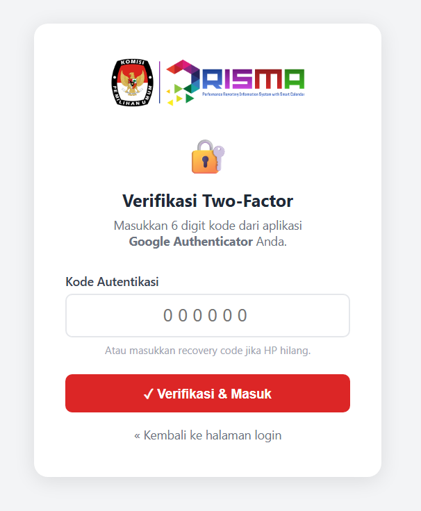 Halaman Verifikasi 2FA