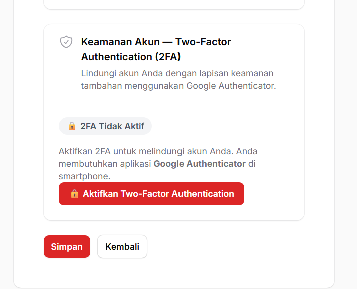 2FA Tidak Aktif